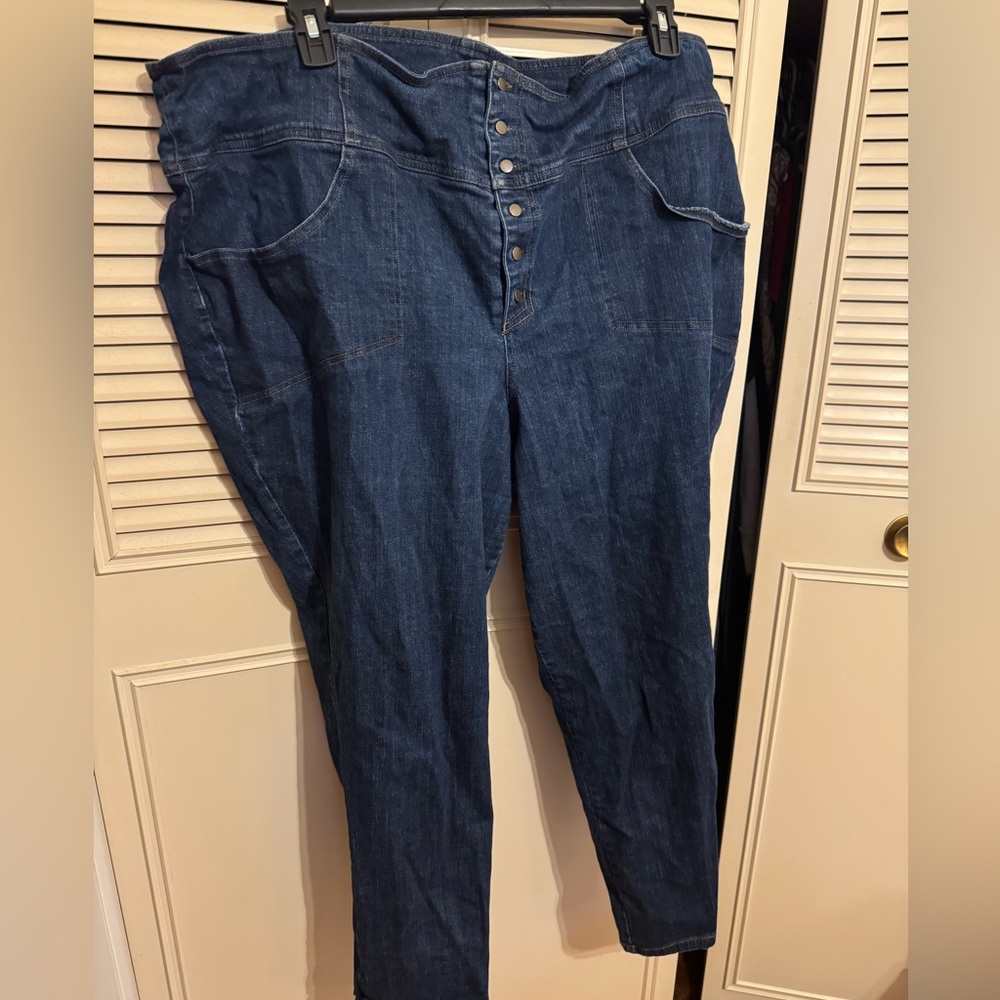 5X/26 Unique Vintage Retro Denim High Waisted Monty Skinny Jeans Plus Size